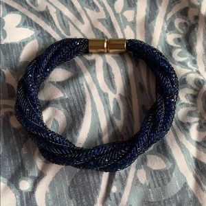 Blue woven Swarovski crystal bracelet